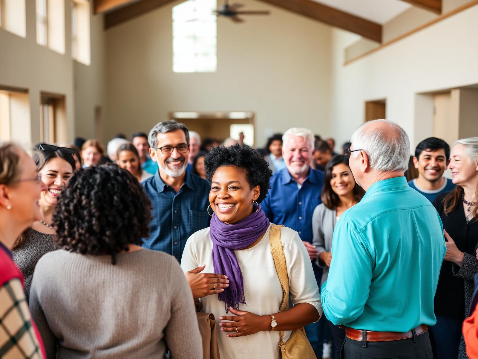 Members of Destiny Church greeting one another